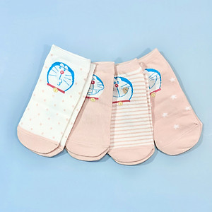 Set hộp 4 đôi tất nữ NICESOKS chất liệu cotton cao cấp, ngắn cổ thể thao, họa tiết Doraemon , hàng chính hãng NS5005FS