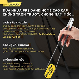 Đũa nhựa PPS sợi thủy tinh DandiHome kết hợp Inox 304 DandiHome cao cấp, chống trượt, chống nấm mốc