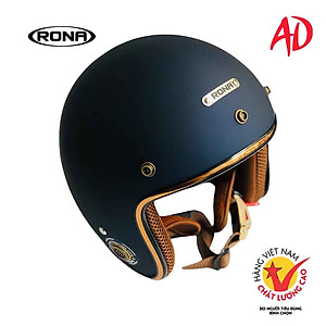 Mũ bảo hiểm xe máy 3/4 RONA R8 kèm kính phi công viền đồng cao cấp chính hãng