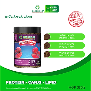 Thức ăn Cá La Hán GREENABC - Flowerhorn Fish – Hàm lượng protein 40% giúp kích bung đầu to, châu sáng, vảy rực rỡ, tăng trưởng nhanh - Hộp 350g