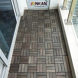 Vỉ Gỗ Lót Sàn Ban Công Thương Hiệu ANKAN Gu Màu Đen 12 Nan, Ván Lót Sàn Gỗ Tự Nhiên Dùng Để Lót Sân Vườn, Hồ Bơi, Phòng Spa, Siêu Bền, Chịu Nước Tốt, Chống Trơn Trượt, Tiêu Chuẩn Xuất Khẩu