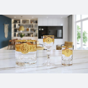 Bộ cốc pha lê Tiệp cao cấp BOHEMIA 1338 MV, hoa văn Versace - Hàng chính hãng