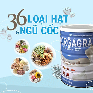 Sữa hạt thuần chay Orgagrain - Bổ sung đạm protein cho người ăn Chay - Sữa hạt 36 loại hạt và ngũ cốc tốt cho tim mạch và não bộ - Lon 900g 