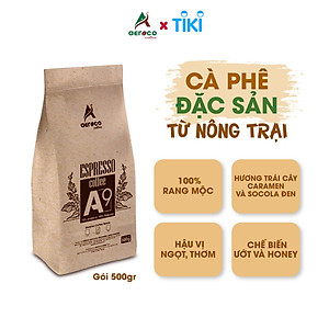 Cà phê HẠT CHƯA XAY AEROCO A9, gói 500g, pha máy, nguyên chất 100% rang mộc hậu vị ngọt thơm quyến rũ