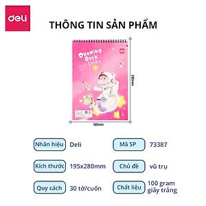 Vở Vẽ Lò Xo Học Sinh A4 30 Tờ Giấy Dày 100gsm Deli - Phù hợp Cho Bé Học Sinh Vẽ Tranh Tô Màu - 1 Quyển - 73387