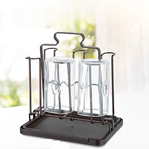 Khay giá úp ly cốc tròn chữ nhật sơn tĩnh điện kèm bộ khay hứng nước cao cấp tiện dụng