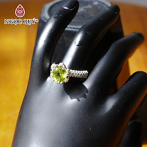 Nhẫn bạc nữ peridot mệnh hỏa, mộc - Ngọc Quý Gemstones