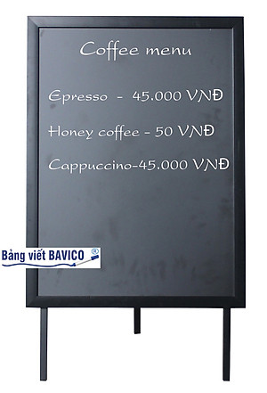 Bảng đen menu khung gỗ có chân 1 mặt Bavico