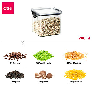 Hộp Nhựa Đựng Thực Phẩm Khô DELI- Hộp Nhựa Đựng Ngũ Cốc Đồ Khô Nắp Kín Chống Ẩm Mốc Nắp Kín Sắp Xếp Nhà Bếp Bảo Quản Thực Phẩm Phân Chia Thực Phẩm Chống Mùi Tủ Lạnh Chống Tràn Chống Rò Rỉ