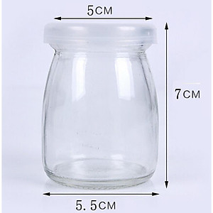 Bộ 12 Hũ Thủy Tinh Sọc Làm Sữa Chua 100ml, Hũ Lọ Yaourt, Lọ Pudding, Hủ Làm Sữa Chua, Caramen- Có Nắp Đậy- Hàng Chính Hãng MINIIN