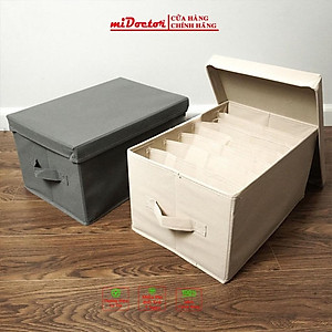 Bộ 2 hộp vải đựng đồ 7 ngăn mã HQ2 đựng quần áo chia ngăn gọn gàng tiện lợi Chất vải Oxford cao cấp miDoctor