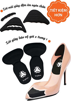 Combo 01 cặp lót mũi giày cao su non và 01 cặp lót gót chân 2 trong 1 - buybox - BBPK09&50