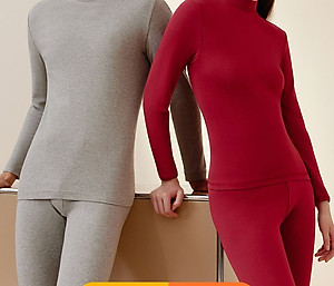 Bộ giữ nhiệt cao cổ cho nữ Quần áo giữ ấm chống lạnh bó sát cho nữ