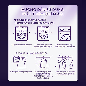 Giấy Thơm Arfum Dùng Cho Máy Sấy Làm Mềm Vải Và Chống Tĩnh Điện , Khử Mùi Tủ Giày, Tủ Quần Áo (60 Tờ/ Hộp)