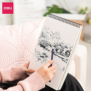 Sổ phác thảo 100gsm 40 trang lò xo kép nhiều kích cỡ Deli - Sketchnote - 1 quyển - 73627 / 73628 / 73633