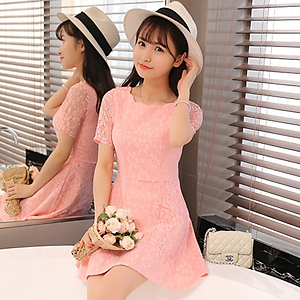 Đầm Ren Tay Ngắn Cổ Gợn Sóng DN089 MayHomes Kiểu Dáng Xinh, Gợi Cảm, Vải Bền Đẹp, Đường May Khéo Léo