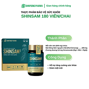 Hộp 180 Viên Uống Hồng Sâm Hàn Quốc  Hồng Sâm 6 Năm Tuổi SHINSAM Korean Red Ginseng - Hỗ Trợ Giảm Mệt Mỏi