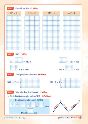 Combo Đề Kiểm Tra Toán, Tiếng Việt Lớp 3 - Kết Nối Tri Thức - Học kì 1