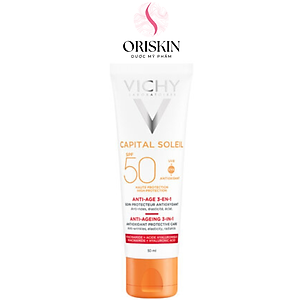 Kem Chống Nắng Bảo Vệ Và Giúp Giảm Các Dấu Hiệu Lão Hóa Vichy Capital Ideal Soleil Anti-Ageing SPF50+ UVB+UVA 50ML