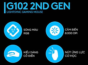 Chuột Gaming Logitech G102 Gen 2 Lightsync - Hàng Chính Hãng