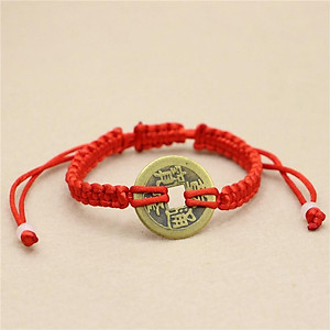 vòng tay chỉ đỏ may mắn thái lan VÒNG TAY DÂY ĐỎ XU NGŨ ĐẾ MAY MẮN