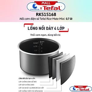 Nồi cơm điện tử Tefal Rice Mate Mini 0.7 lít RK515168 - Hàng Chính Hãng - Bảo Hành 12 Tháng - Dung tích: 0.7 lít Công suất:	350W