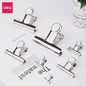 Set 6 chiếc kẹp bướm, Kẹp kim loại đuôi tròn Deli, Kẹp giấy tài liệu văn phòng 19mm 29mm 38mm 51mm