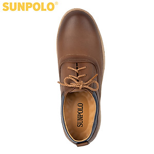 Giày nam Da bò Buộc dây SUNPOLO SPH424 (Xanh navy, Nâu)