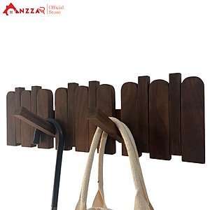 Móc gỗ treo tường gỗ óc chó cao cấp Anzzar, móc treo quần áo, phụ kiện, giá gỗ treo quần áo-MT07