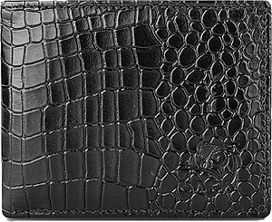 Ví nam da bò vân cá sấu Laka VLK0102.1 - Màu đen