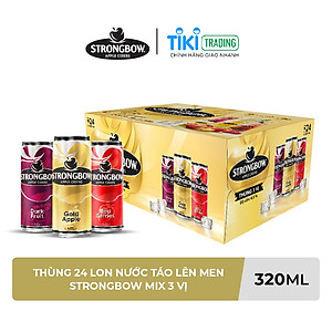 Thùng 24 Lon Nước Táo Lên Men STRONGBOW Mix 3 Vị 320ml/Lon