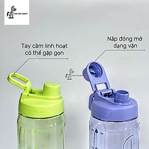 Bình nước nhựa LocknLock Active Large Bottle 1.5L màu xanh lá HAP941GRN, Hàng chính hãng, tay cầm gấp gọn - JoyMall