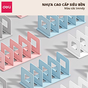 Giá Đựng Sách Để Bàn Deli - Kệ Chia 4 Ngăn Văn Phòng Học Sinh Sinh Viên - Chặn Sách Nhiều Ngăn Giúp Sắp Xếp Tài Liệu