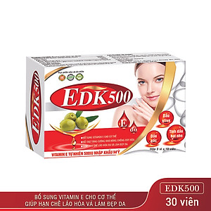 Viên Uống Vitamin E EDK500 Dân Khang Chống Oxy Hóa Dưỡng Da Sáng Khỏe Hộp 30 Viên