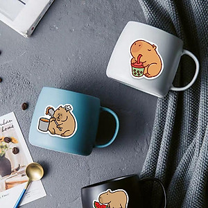 Sticker capybara chuột lang nước hoạt hình cute dán mũ bảo hiểm, guitar, ukulele, điện thoại, sổ tay, laptop-mẫu S66