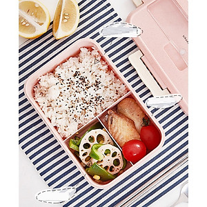 Hộp Cơm Văn Phòng Giữ Nhiệt Tiện Ích Hiện Đại 3 Ngăn Kèm Bộ Đũa Thìa INOX – Chất Liệu Lúa Mạch An Toàn Cho Sức Khỏe – Hàng Chính Hãng MINIIN