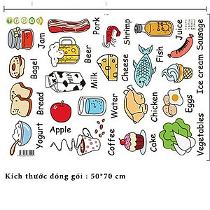 Sticker Decal dán tường Tiếng Anh bữa ăn sáng AM7090