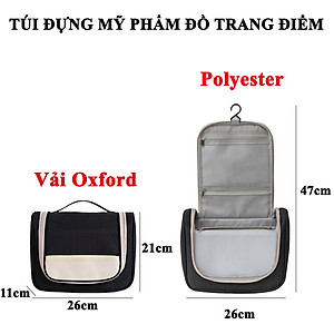Túi Đựng Mỹ Phẩm Đồ Trang Điểm Du Lịch KUNBE, Chất Liệu Chống Thấm Nước Có Móc Treo Tiện Lợi