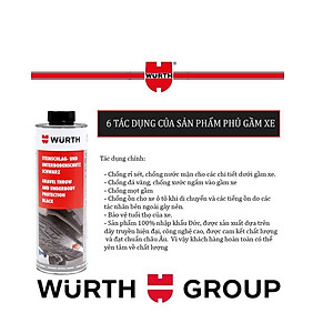 Sơn phủ gầm Ô Tô Cao Su Non WURTH Đức 1000 ml màu Đen chuyên dụng cho gara ô tô làm sàn xe, hốc bánh xe cách ồn hiệu quả