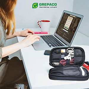 Túi Đựng Phụ Kiện Công Nghệ Grepaco, Pin Sạc Dự Phòng, Điện Thoại, Cáp Sạc USB, Tai Nghe Vải Bố Canvas, Nhiều Ngăn, Có Quai Cầm, Chống Nước, Khóa Kéo YKK Dành Cho Nam Nữ Đi Học, Làm, Du Lịch - Hàng Chính Hãng