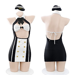 P22 Váy ngủ ôm body phối nơ kèm mũ sexy  - Đầm ngủ nữ quyến rũ - Đồ ngủ mặc nhà