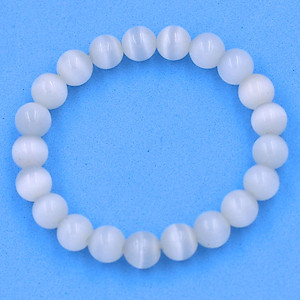 [Mệnh Kim, Thủy] Vòng Tay Đá Mắt Mèo Trắng 8 ly 21 hạt - Hợp mệnh Kim, mệnh Thủy - Vòng Size Nhỏ