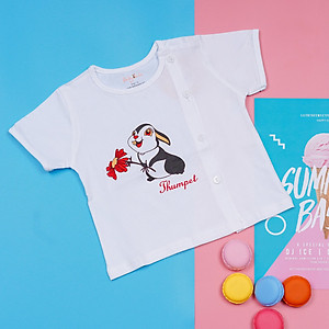 Áo sơ sinh cotton bác sĩ tay ngắn