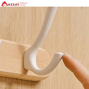 Móc Treo Tường Màu Trắng Gỗ Tần Bì Cao cấp Anzzar, Giá Treo Tường Cho Phòng Tắm Nhà Bếp Phòng Ngủ Hành lang MT-12