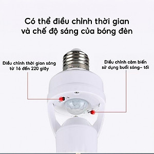 Đui Đèn Cảm Biến Chuyển Động E27, Tự Động Bật Tắt Thông Minh khi có người