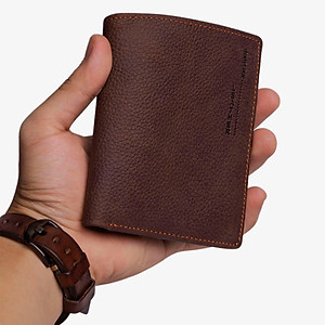 Ví nam, bóp nam da bò sáp Mexico Bụi Leather V102 - Bảo hành 12 tháng
