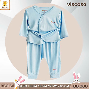 Bộ quần áo sơ sinh màu dài cổ tim cài lệch - BBC31