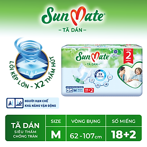 [Mẫu mới] Combo 2 Tã dán người lớn SunMate XA2 mới size M-18+2 miếng