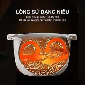 Nồi Cơm Điện Sứ Dưỡng Sinh Mishio MK365 lòng sứ nguyên chất 0.8L không chứa chất chống dính - Hàng chính hãng