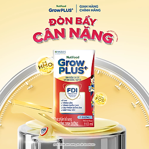 Thùng SBPS Nutifood GrowPLUS+ ít đường Suy Dinh Dưỡng - Tăng Cân, Tăng Chiều Cao (48 Hộp x 110ml)